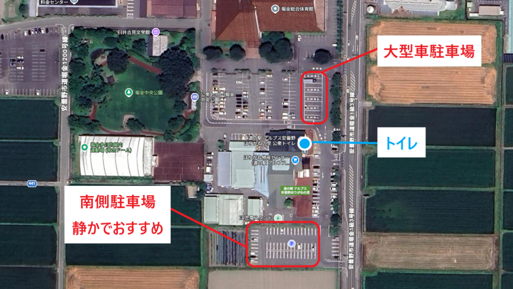 道の駅アルプス安曇野ほりがねの里の全体マップ