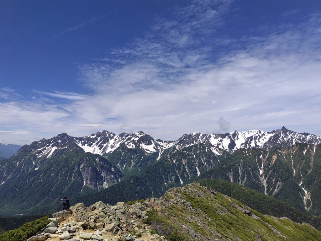 北アルプス常念岳山頂からの展望