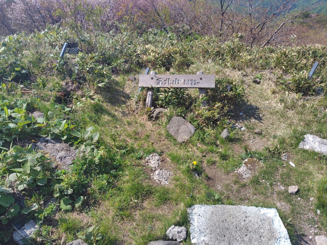 金北山山頂の標識（標高1172m）