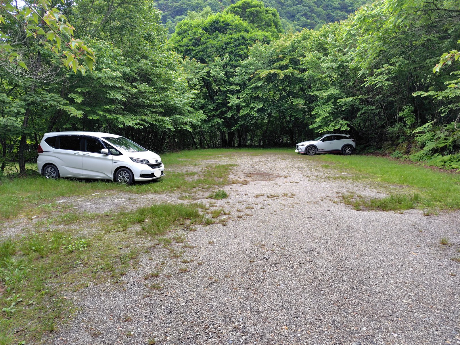 青木鉱泉駐車場(未舗装)の様子
