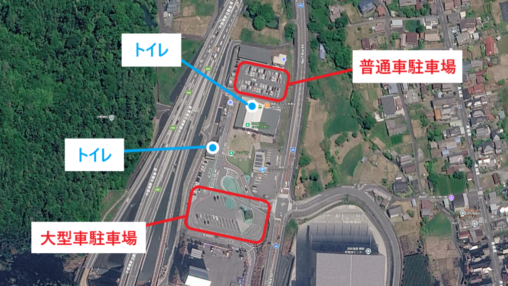 道の駅なんぶの駐車場全景