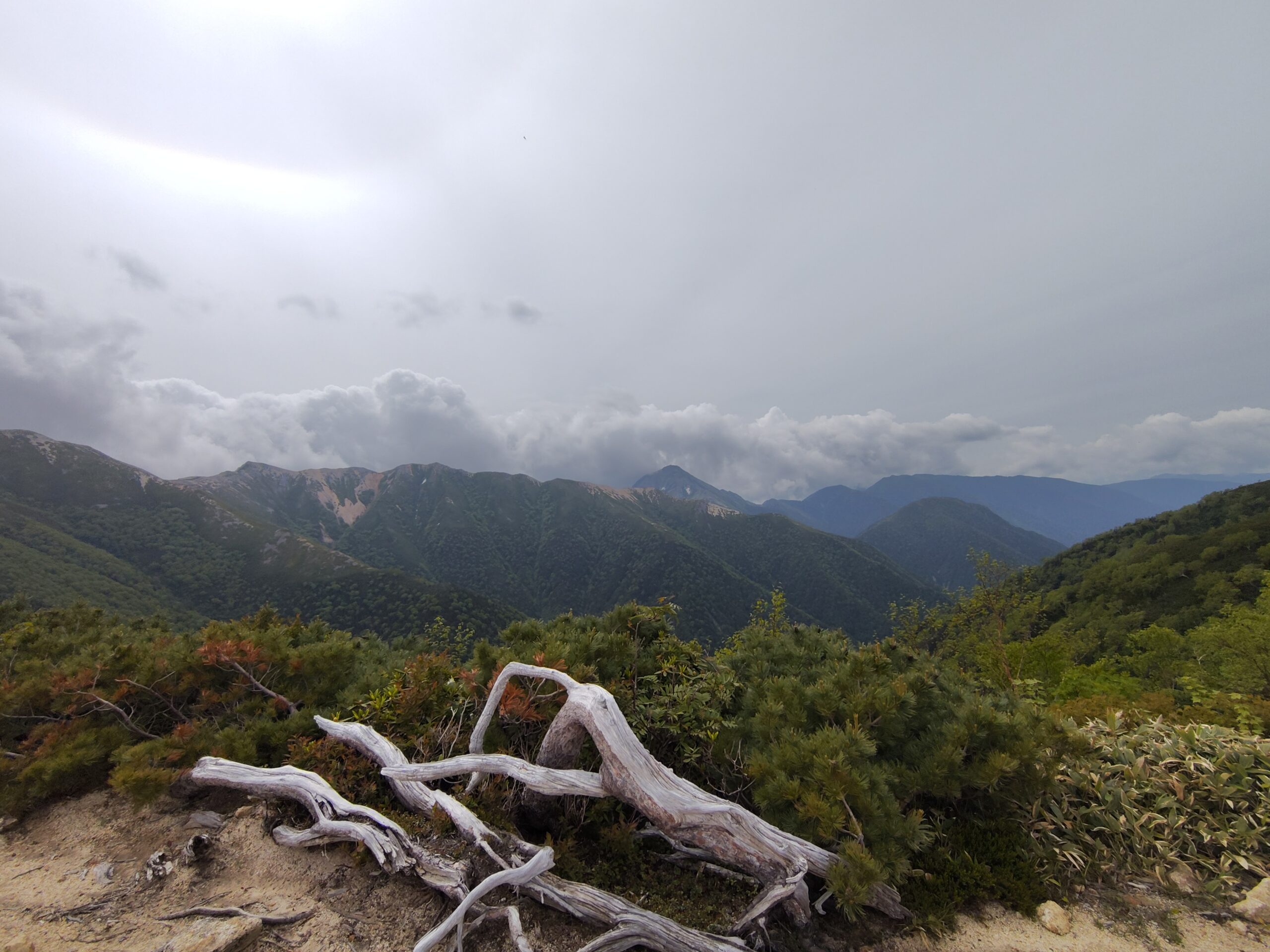 大天井岳〜赤岩岳の稜線から望む常念岳方面