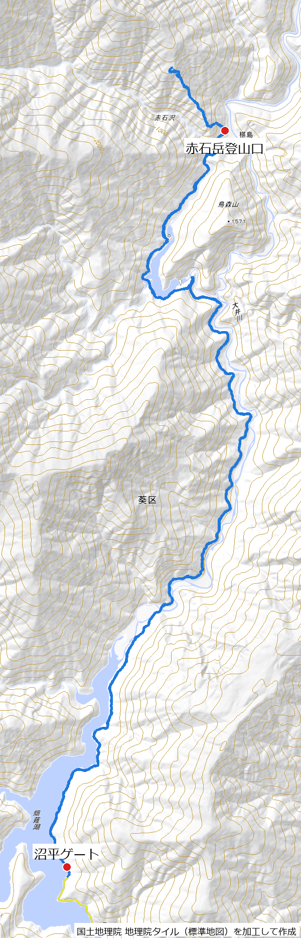 沼平ゲートから赤石岳登山口までの林道16.7km