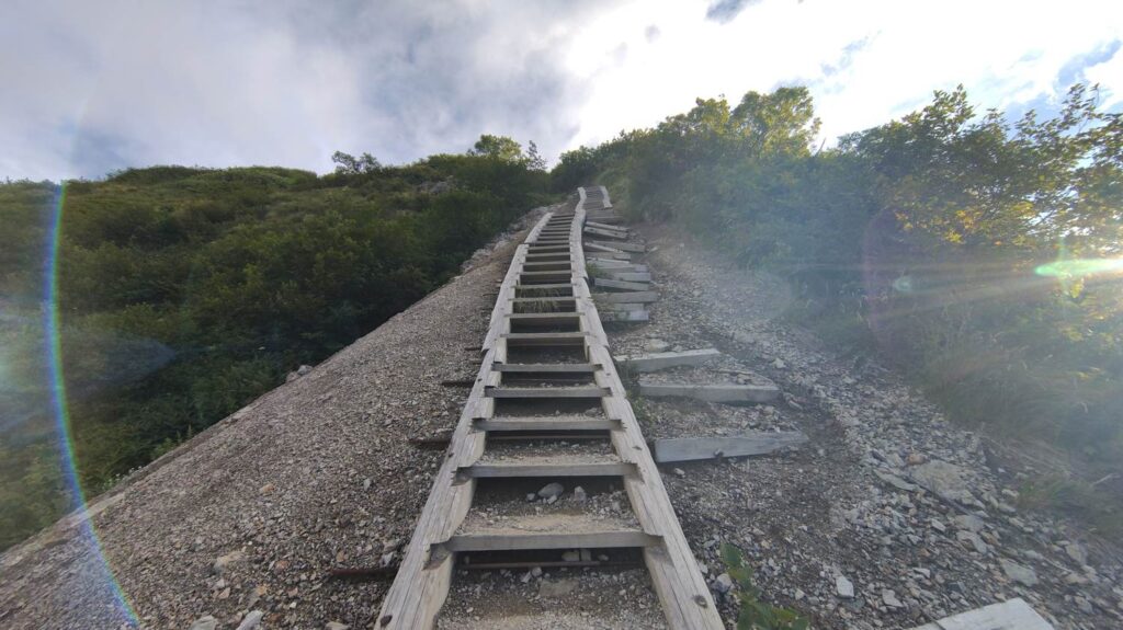 白岳への登りに現れるハシゴ
