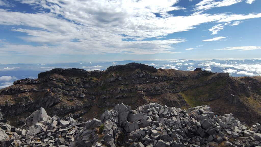 新山山頂から見た外輪山(七高山方面)
