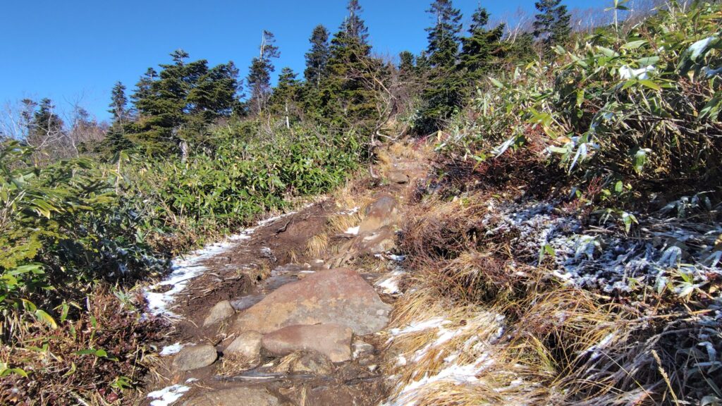 天狗の庭の湿原を越えた先の最後の登り