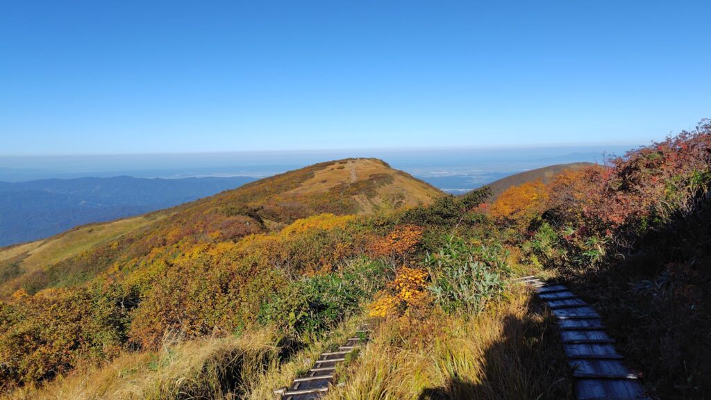 紅葉に色づく青雲岳