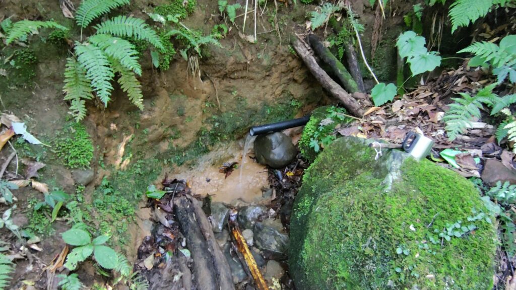 水場の水の出口。水量は十分